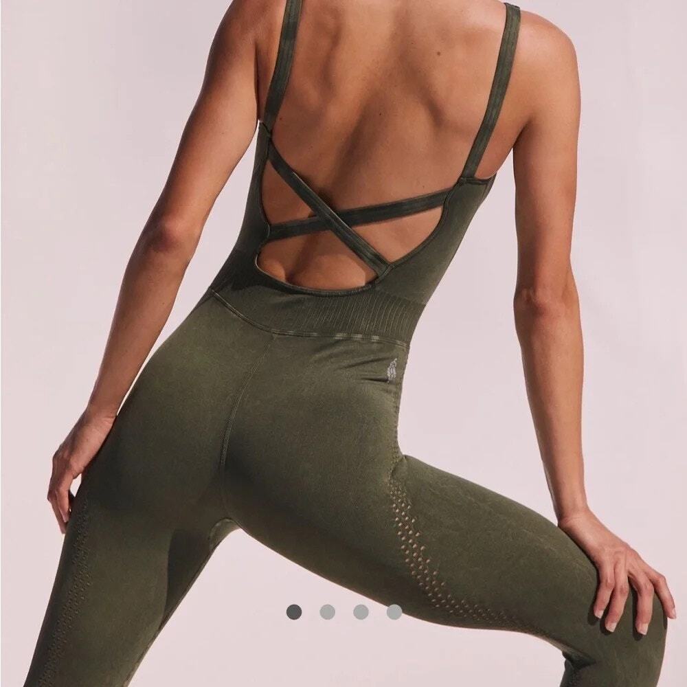 Free People Movement Good Karma Onesie Moss Green size XS/S - Picture 8 of 8